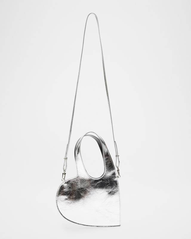 Mini Metallic Leather Heart Crossbody Bag